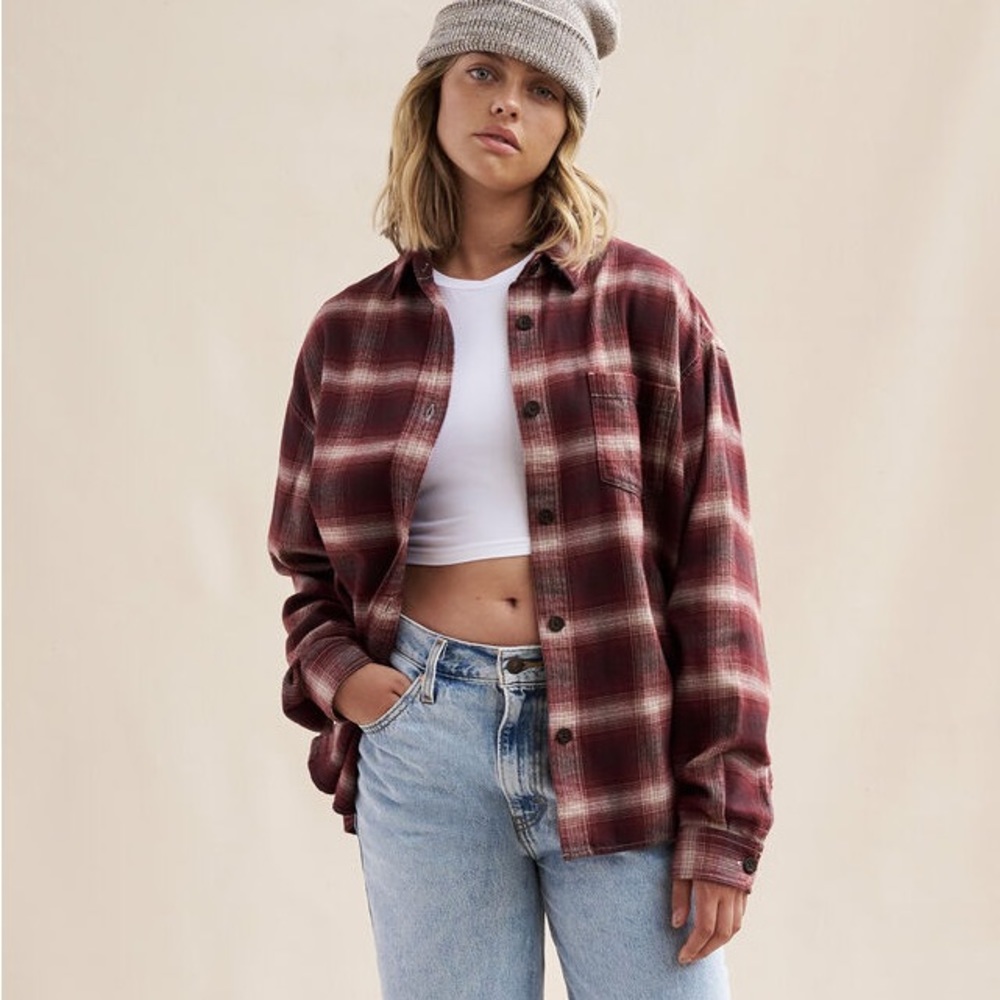NWT Roots Flannel Relaxed Plaid Shirt Size Small